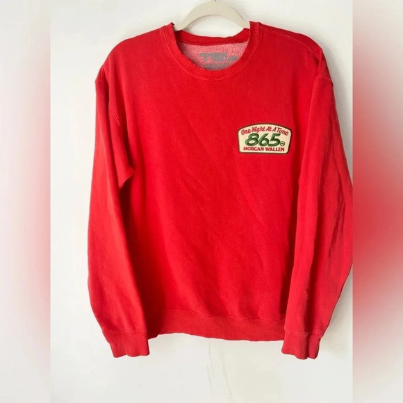 Morgan Wallen Merch Sweatshirt Women’s Small 865 One Night At A Time Red Crew - Picture 1 of 7